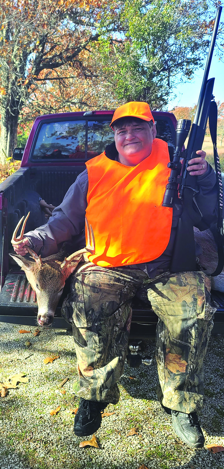 KYLIANN BROOKS, of West Plains, shot her first buck, an 8-point, with a 7mm-08 on opening day of firearm season.